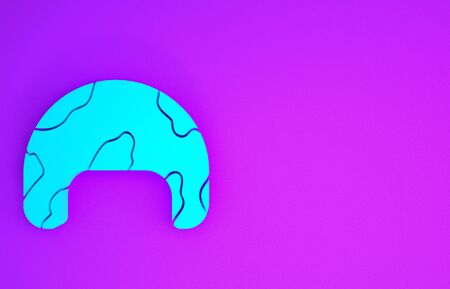 Blue Military helmet icon isolated on purple background. Army hat symbol of defense and protect. Protective hat. Minimalism concept. 3d illustration 3D renderの写真素材