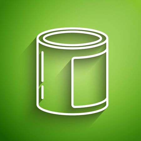 White line Canned food icon isolated on green background. Food for animals. Pet food can. Vector Illustrationのイラスト素材