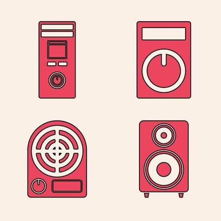 Set Stereo speaker , Remote control, Remote control and Electric heater  icon. Vectorのイラスト素材