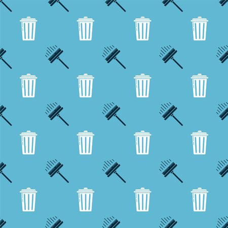 Set Squeegee, scraper, wiper and Trash can  on seamless pattern. Vectorのイラスト素材