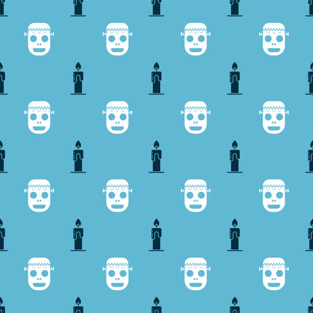 Set Burning candle and Zombie mask on seamless pattern. Vectorのイラスト素材
