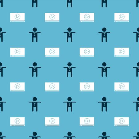 Set Online play video  and Movie trophy  on seamless pattern. Vectorのイラスト素材