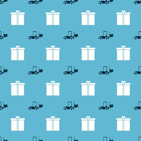 Set Forklift truck and Gift box on seamless pattern. Vectorのイラスト素材