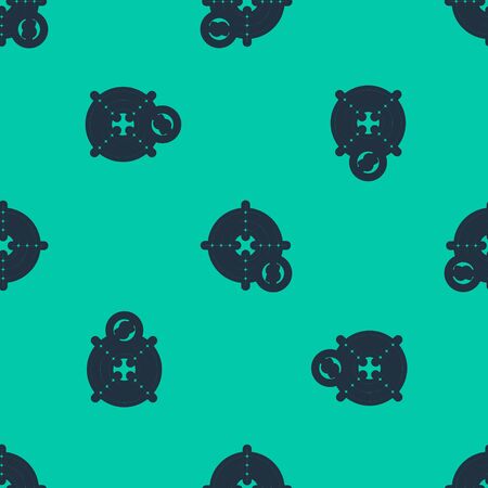 Blue line Target with dollar symbol icon isolated seamless pattern on green background. Investment target icon. Successful business concept. Cash or Money. Vector Illustrationのイラスト素材
