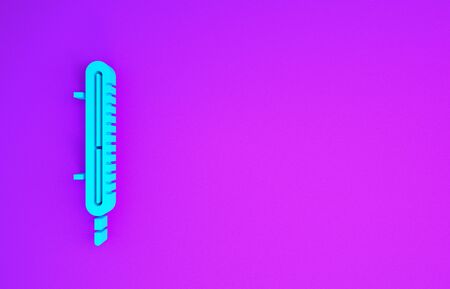 Blue Meteorology thermometer measuring icon isolated on purple background. Thermometer equipment showing hot or cold weather. Minimalism concept. 3d illustration 3D renderの写真素材