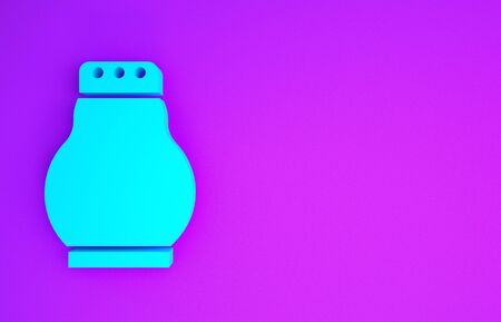 Blue Salt and pepper icon isolated on purple background. Cooking spices. Minimalism concept. 3d illustration 3D renderの写真素材