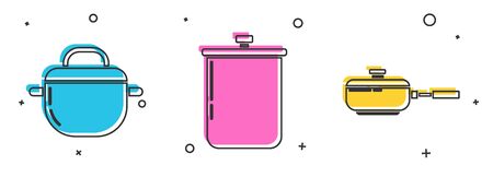 Set Cooking pot , Cooking pot and Frying pan icon. Vectorのイラスト素材
