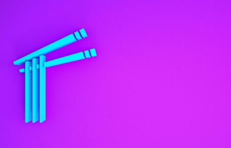 Blue Asian noodles and chopsticks icon isolated on purple background. Street fast food menu. Korean, Japanese, Chinese food. Minimalism concept. 3d illustration 3D renderの写真素材