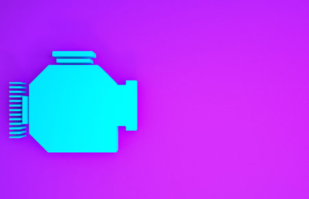 Blue Check engine icon isolated on purple background. Minimalism concept. 3d illustration 3D render