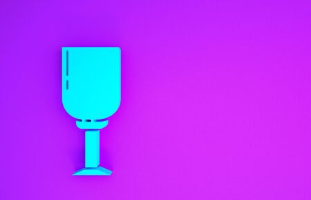 Blue Wine glass icon isolated on purple background. Wineglass icon. Goblet symbol. Glassware sign. Minimalism concept. 3d illustration 3D renderの写真素材
