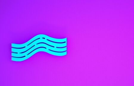 Blue Bacon stripe icon isolated on purple background. Minimalism concept. 3d illustration 3D renderの写真素材