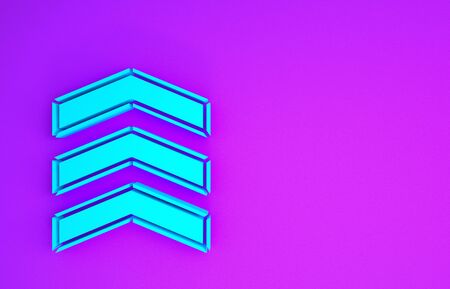 Blue Military rank icon isolated on purple background. Military badge sign. Minimalism concept. 3d illustration 3D renderの写真素材