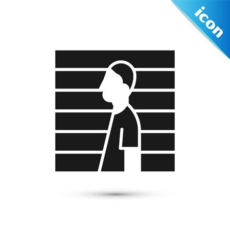 Grey Suspect criminal icon isolated on white background. The criminal in prison, suspected near the board. Vector Illustrationのイラスト素材