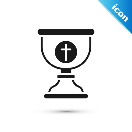 Grey Christian chalice icon isolated on white background. Christianity icon. Happy Easter. Vector Illustrationのイラスト素材