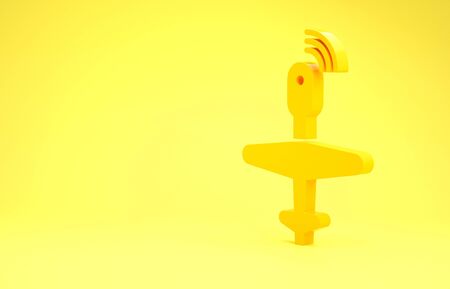 Yellow UAV Drone icon isolated on yellow background. Military Unmanned aircraft spy. Minimalism concept. 3d illustration 3D renderの写真素材