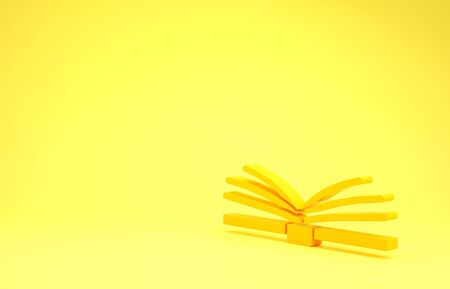 Yellow Open book icon isolated on yellow background. Minimalism concept. 3d illustration 3D renderの写真素材