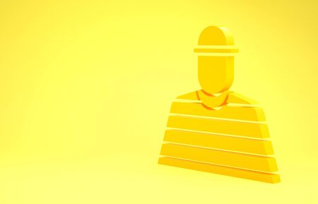 Yellow Prisoner icon isolated on yellow background. Minimalism concept. 3d illustration 3D renderの写真素材