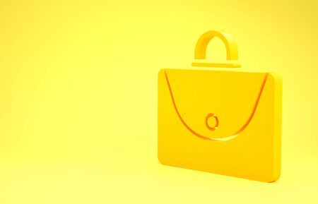 Yellow Briefcase icon isolated on yellow background. Business case sign. Business portfolio. Minimalism concept. 3d illustration 3D renderの写真素材