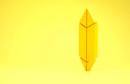 Yellow Magic stone icon isolated on yellow background. Fantasy crystal. Jewelry gem for game. Minimalism concept. 3d illustration 3D renderの写真素材