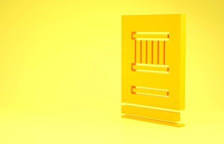 Yellow Law book icon isolated on yellow background. Legal judge book. Judgment concept. Minimalism concept. 3d illustration 3D renderの写真素材