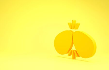 Yellow Easter eggs icon isolated on yellow background. Two eggs cracking each other. Happy Easter. Minimalism concept. 3d illustration 3D renderの写真素材