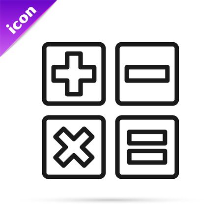 Black line Feather and inkwell icon isolated on white background.  Vector Illustrationのイラスト素材