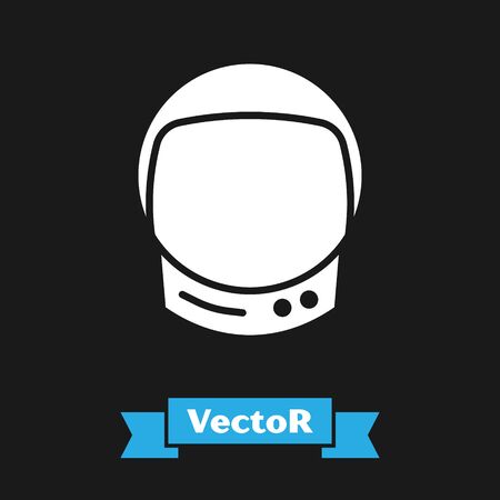 White Astronaut helmet icon isolated on black background. Vector Illustrationのイラスト素材