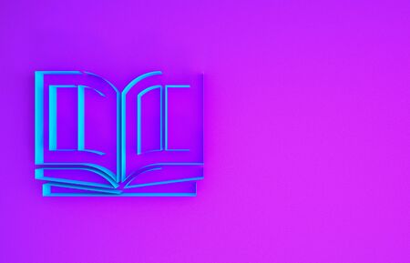 Blue Holy bible book icon isolated on purple background. Minimalism concept. 3d illustration 3D renderの写真素材