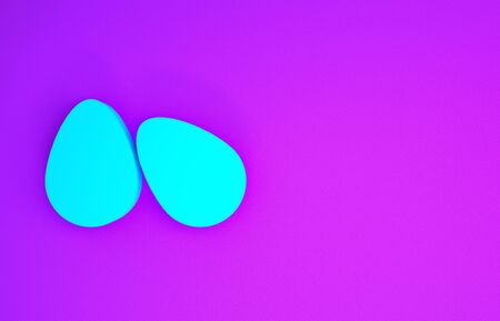 Blue Easter eggs icon isolated on purple background. Happy Easter. Minimalism concept. 3d illustration 3D renderの写真素材