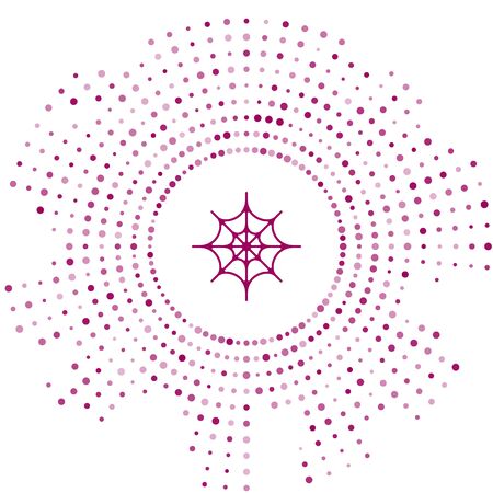 Purple Spider web icon isolated on white background. Cobweb sign. Happy Halloween party. Abstract circle random dots. Vector Illustrationのイラスト素材