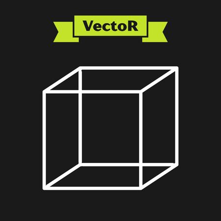 White line Function mathematical symbol icon isolated on black background. Vector Illustrationのイラスト素材