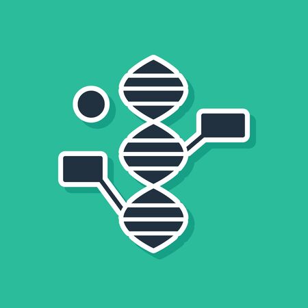 Blue DNA symbol icon isolated on green background.  Vector Illustrationのイラスト素材