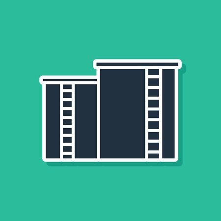 Blue Oil and gas industrial factory building icon isolated on green background. Vector Illustrationのイラスト素材