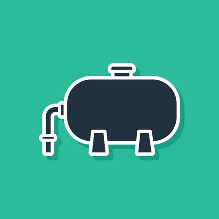 Blue Oil and gas industrial factory building icon isolated on green background.  Vector Illustrationのイラスト素材