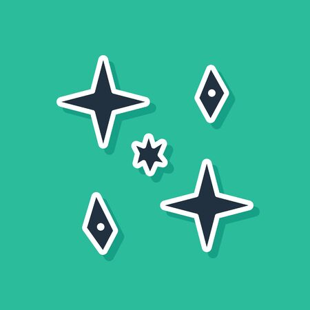 Blue Falling stars icon isolated on green background. Meteoroid, meteorite, comet, asteroid, star icon. Vector Illustrationのイラスト素材