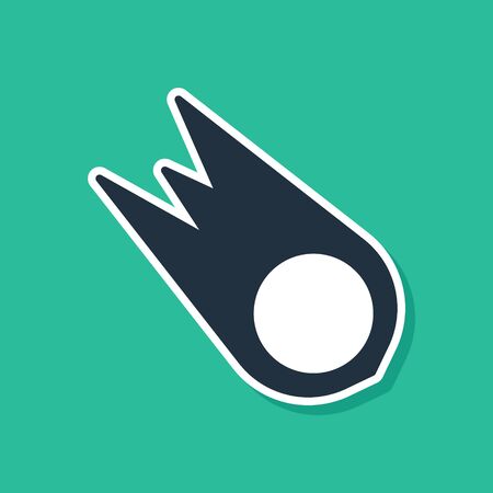 Blue Comet falling down fast icon isolated on green background. Vector Illustrationのイラスト素材