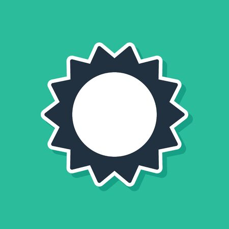 Blue Sun icon isolated on green background. Summer symbol. Good sunny day. Vector Illustrationのイラスト素材