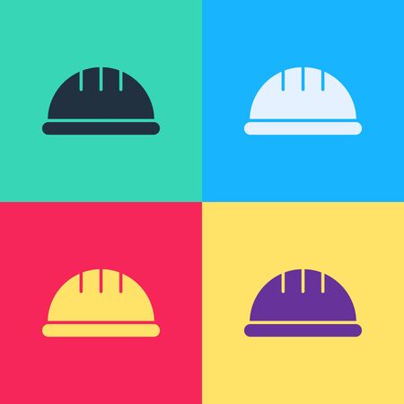 Pop art Worker safety helmet icon isolated on color background.  Vector Illustrationのイラスト素材