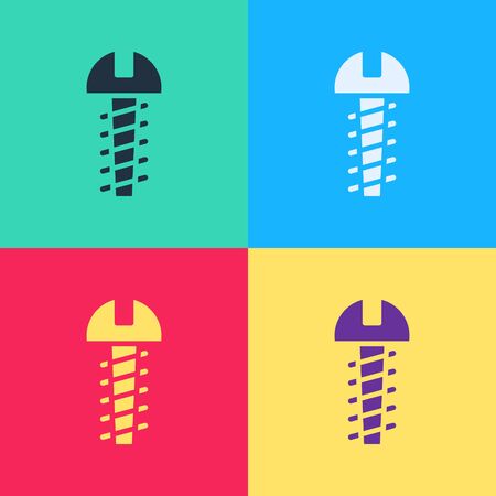 Pop art Metallic screw icon isolated on color background.  Vector Illustrationのイラスト素材