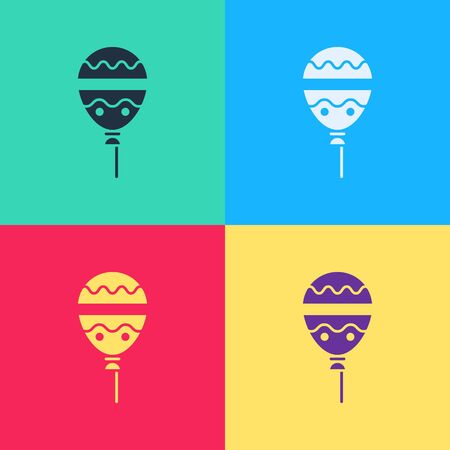 Pop art Balloons with ribbon icon isolated on color background. Happy Easter.  Vector Illustrationのイラスト素材