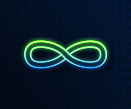 Glowing neon line Function mathematical symbol icon isolated on blue background.  Vector...