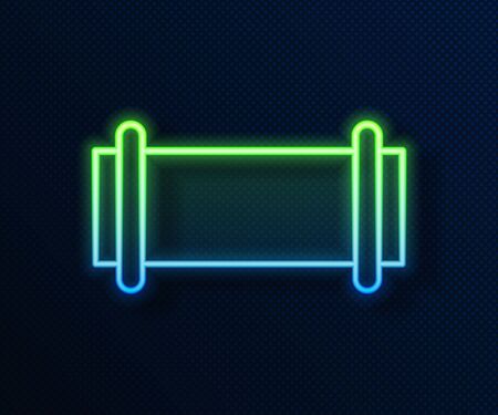 Glowing neon line Industry metallic pipe icon isolated on blue background. Vector Illustrationのイラスト素材