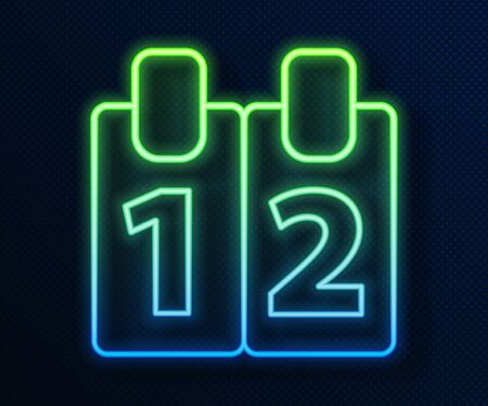 Glowing neon line Mathematics function cosine icon isolated on blue background. Vector Illustrationのイラスト素材
