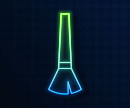 Glowing neon line Paint brush icon isolated on blue background.  Vector Illustrationのイラスト素材