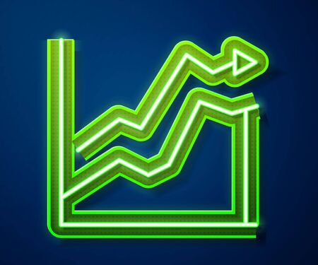 Glowing neon line Oil price increase icon isolated on blue background. Oil industry crisis concept.  Vector Illustrationのイラスト素材