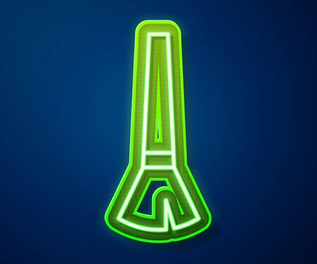 Glowing neon line Paint brush icon isolated on blue background. Vector Illustrationのイラスト素材