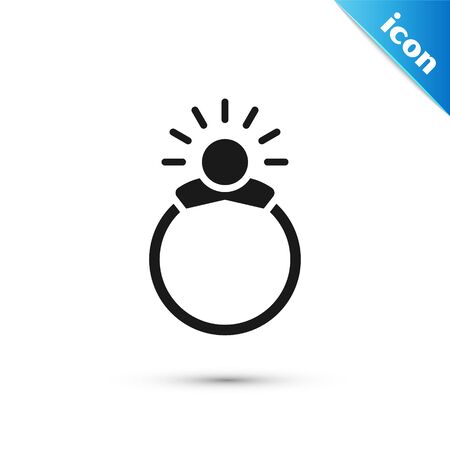 Grey Fantasy magic stone ring with gem icon isolated on white background. Vector Illustrationのイラスト素材