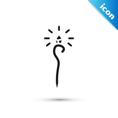 Grey Magic staff icon isolated on white background. Magic wand, scepter, stick, rod. Vector Illustrationのイラスト素材