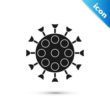 Grey Virus icon isolated on white background. Corona virus 2019-nCoV. Bacteria and germs, cell cancer, microbe, fungi. Vector Illustrationのイラスト素材
