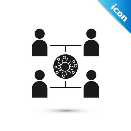 Grey Virus spread icon isolated on white background. Coronavirus infection infographics. Vector Illustrationのイラスト素材